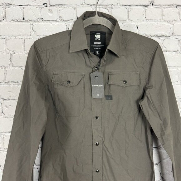G Star Raw Mens Correct Landoh Slim Shirt XXS L/S Atton Stretch Poplin Carbide - Picture 2 of 13